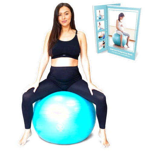 BABYGO Birthing Ball - Pregnancy Yoga Labor & Exercise Ball & Book Set Trimester Targeting, Maternity Physio, Birth & Recovery Plan Included Anti Burst Eco Friendly