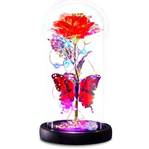 Greenke Galaxy Flowers Rose Birthday Gift for Women Mom Grandma, Enchanted Infinity Rose in Glass Dome, Valentines Rose Gifts for Valentine's Day Mother's Day Anniversary Wedding