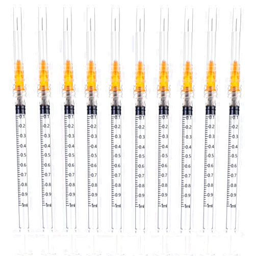Expesumas 100Pack 1ml 1cc Disposable Plastic Syringes with 25Ga, Individually Sterile Package