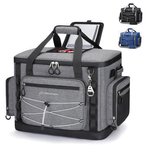 Maelstrom Soft Cooler Bag,Soft Sided Insulated Hard-Bottom Beach Ice Chest Large Leakproof Camping Portable Travel Cooler for Camping,Grocery Shopping,Gray,40 Can