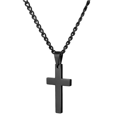 Botreelife Unisex Cross Pendant Necklace Simple Design Polished Cross Pendant Necklace Gift