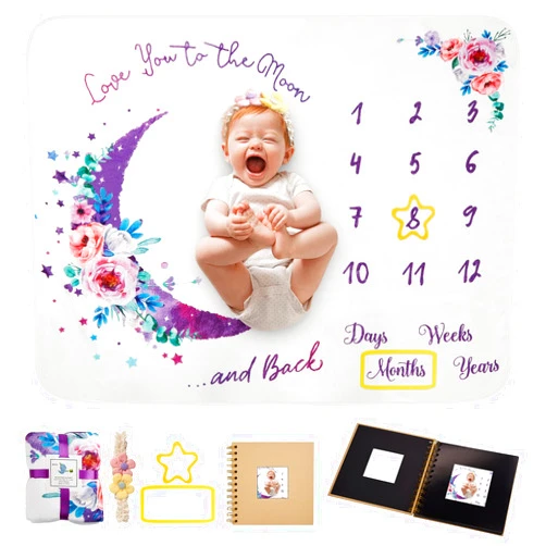 MYPIN Baby Monthly Milestone Blanket, 51