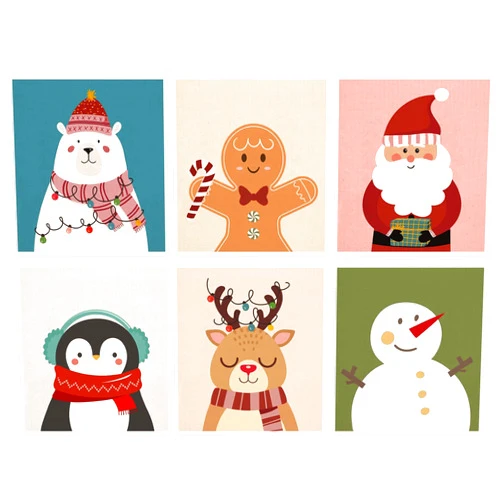 Whaline 6Pcs Christmas Swedish Dishcloths Snowman Santa Reindeer Gingerbread Man Kitchen Dish Towels Reusable Washable Cotton Kitchen Towels for Xmas Cooking Wiping, 6.7 x 7.7 Inch