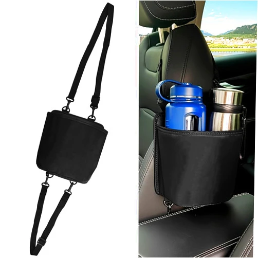 Hirificing Car Cup Holder Expander for Car Seat Side, Multifunctional Hanging Storage Bag for Water Bottle Cup and Drink at Back Seat, Large Waterproof Oxford Cloth Hanging Cup Holder Organizer Tray