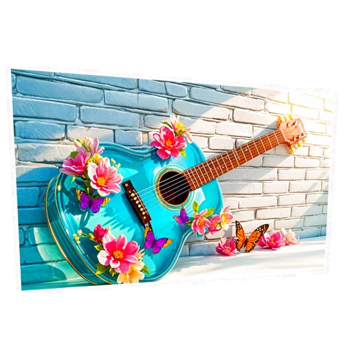 JOOZ Large Diamond Art Kits for Adults - 5D Guitar Diamond Painting Kits for Adults, DIY Full Drill Butterfly Flowers Guitar Diamond Art Painting, Gem Painting Kit for Wall Decor 27.5 X 15.7 Inch