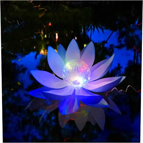 IJMIO Solar Lotus Pond Floating Lights, Solar Multicolor Lotus Flower Pool Lights Waterproof Outdoor Swimming Pool Submersible Lights with Fairy LED Lights (4Pack)