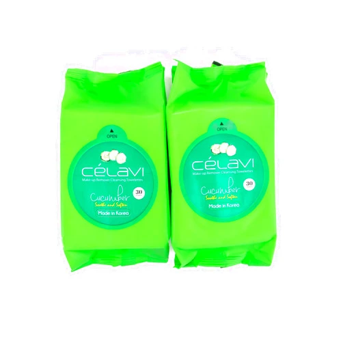 Celavi Cosmetics Celavi Makeup Remover Cleansing Wipes Removing Towelettes 2 Packs - 60 Sheets (Cucumber)