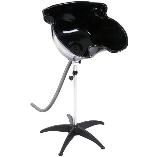 DAMGOLOZA Height Adjustable Portable Shampoo Sink with 270° Rotation, Deep Hair Washing Basin & Drain Hose for Home/Salon - Black