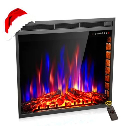 XBeauty 36” Electric Fireplace Insert, Electric Heater with Touch Screen,Colorful Flame & Timer Control,750W-1500W and Remote Control.