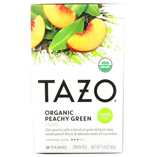 Tazo Teas, Organic, Green Tea, Peachy Green Flavored, 20 Filterbags, 1.4 oz (40 g) - 2pc