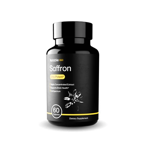 Notable Ultra-Potent Saffron Extract Capsules | 30mg | 20% Polyphenols, 7.5% Crocins, and 3% Safranal | Supports Mood, Eye Health, Memory, & Focus | 60 Day Supply