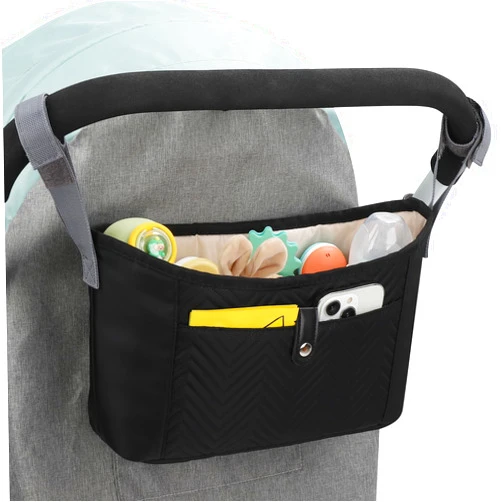 Accmor Universal Stroller Organizer, Stroller Bag Stroller Caddy Organizer, Stroller Accessories Fits for Uppababy, Baby Jogger, Nuna, Doona, Britax Strollers, Black