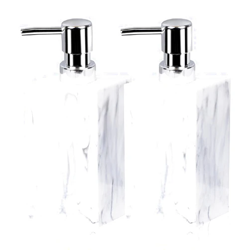 Jung Ford 2 Pack Hand Soap Dispenser, 14 oz Countertop Hand Lotion Pump Bottles, Lotion Container, Refillable Liquid Hand Soap Jar, Resin Shower Dispensers for Bathroom, Kitchen (White)