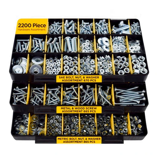 Jackson Palmer 2200 Piece Hardware Assortment Kit with Screws, Nuts, Bolts & Washers (3 Trays)…