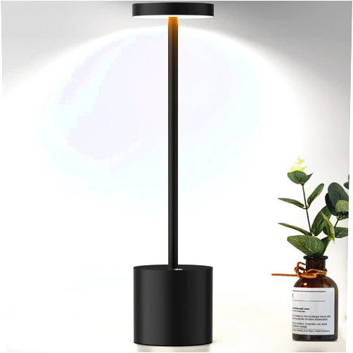 SHANGCAI LED Cordless Table Lamp, Rechargeable 6000mAh Battery Desk Lamp 3 Levels Brightness Night Light Modern Hotel Restaurant Dining Lights Black
