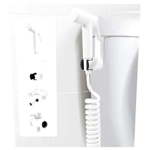 POCALAND Handheld Bidet Sprayer Kit for Toilet, for Feminine Wash, Bidet Faucet Cloth Diaper, Baby Wash, Pet Wash or Toilet Cleaning, with Spring Type Bidet Hose (White)
