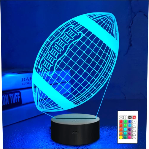 Lampeez Football Gifts Night Light, Kids 3D American Football Night Light Optical Illusion Rugby Lamp with 16 Colors Changing Remote Birthday Xmas Valentine Gift Idea for Sport Fan Boys Girls
