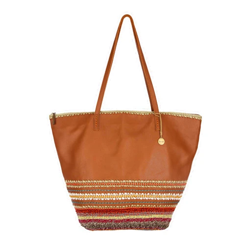 The Sak Faye Tote Bag in Leather, Double Shoulder Straps, Mushroom