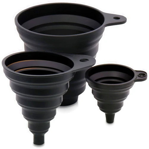 Olamar 3 Sizes of Kitchen Funnel Set, Food Grade Funnels for Filling Bottles, Premium Silicone Collapsible Funnel for Transferring Liquid, Powder Transfer, Large Wide Mouth Canning Funnel, Small Funnel