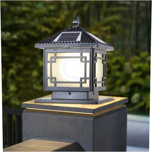 SLAWA Outdoor Solar Post Cap Light Modern Luxury LED Landscape Lighting with Remote Control Pillar Post Light Waterproof Fence Deck Cap Light Solar Power Lantern Column Lamp Flat Surface Lawn Porch Fixture