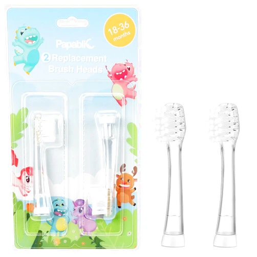 Papablic Replacement Toothbrush Heads - 2 Count | Compatible with Papablic BabyHandy & Toddler Sonic Electric Toothbrushes (18-36 Months)