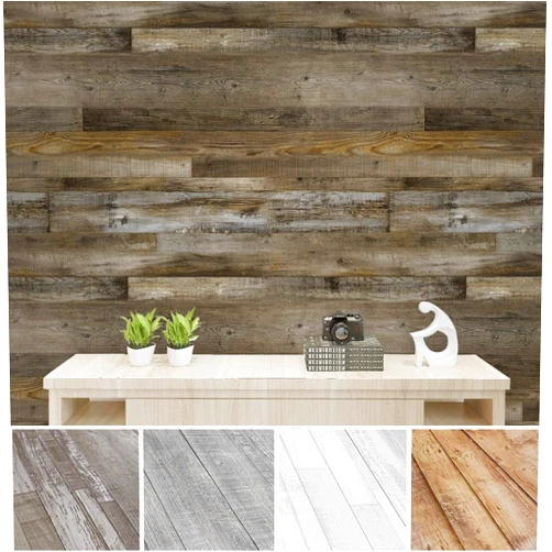 Urban Decor MagicWood Urban Decor Wall Panels, Easy Peel and Stick self Adhesive Vinyl Tiles for Kitchen Bedroom Doorways Backsplash Planks with Vintage Farmhouse Wood Pattern (Brown)