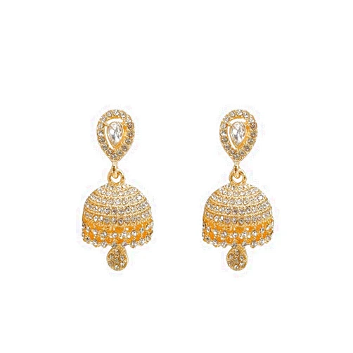 NewZenro Dainty CZ Jhumki Bell Teardrop Dangle Drop Earrings for Women Silver/Gold Plated Crystal Bohemian Vintage Indian Chandelier Statement Dangling Stud Hypoallergenic Traditional Fashion Jewelry