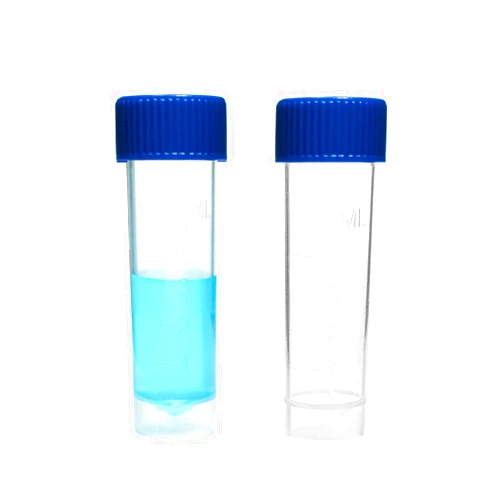 PEKYBIO Sterile Plastic Graduated Test Tubes 5ml Sample Storage Container with Screw Cap Self-Standing Lab Transport Tube, Case of 50