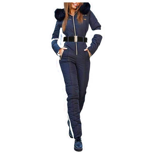FZVYD Womens Winter Ski Suit Outdoor Sports Waterproof Snowsuit Fur Collar Ski Jumpsuit Coat Hoodies Ski Jackets and Pants