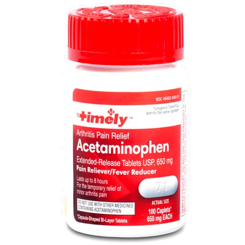 TIME-CAP LABS, INC. Timely Acetaminophen 650 MG - 100 Caplets - Extended Release - Compared to Tylenol 8 HR Arthritis Pain Active Ingredient - Joint Pain Relief, Pain Reliever & Arthritis Pain Relief