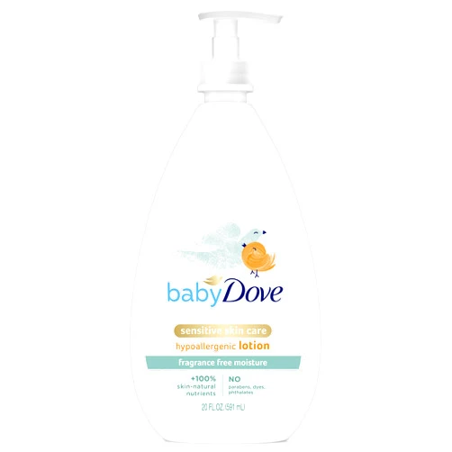 Baby Dove Face and Body Lotion for Sensitive Skin Moisture Fragrance-Free Baby Lotion 20 oz