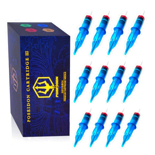 UPTATSUPPLY Poseidon V3 Tattoo Cartridge Needles 50PCS Mixed Size Steriled Needles with Membrane Safety Cartridges Round Liner Mixed 3RL 5RL 7RL 9RL 11RL (50pcs #10 Standard RL)