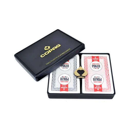Copag 2018 WSOP World Series of Poker Plastic Playing Cards, Red/Black, Bridge Narrow Size, Regular Index