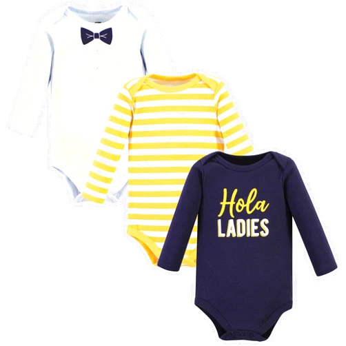 Hudson Baby Baby Boys Cotton Long-sleeve Bodysuits 3-pack