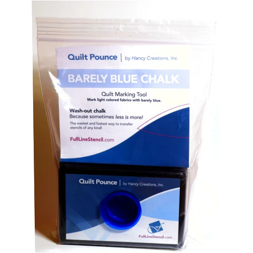 Full Line Stencil - Quilt Pounce Pad with Chalk Powder, Refillable, for Quilt Stencil Design Transfer and Fabric Marking - 2 oz Barley Blue Chalk (QPBB)