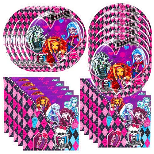 CHAMPBULL 40Pack monster-high birthday Party Supplies include 20 plates, 20 napkins for the monster-high Party Decoration