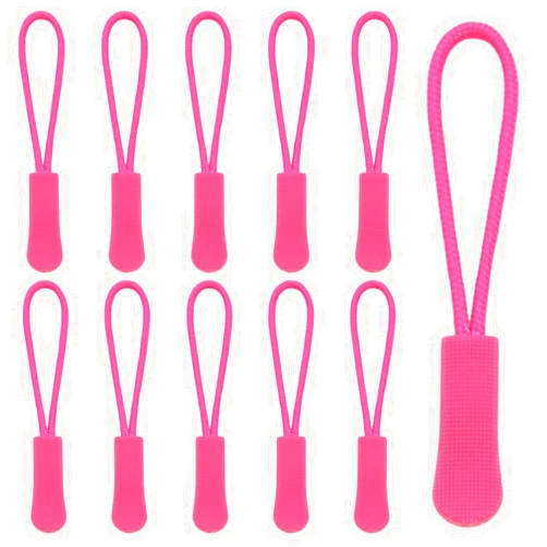 Hocansen 50Pcs Zipper Pulls 66mm/2.59in Zipper Extension Pulls Zip Fixer Dark Pink Zip Puller Tab Tags Replacement for Backpacks, Clothes, Purse(LT/Dark Pink)