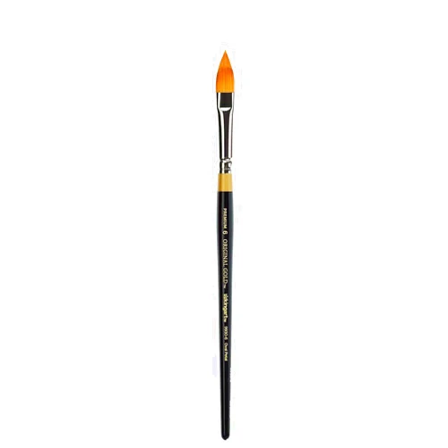 KINGART Premium Original Gold 9930-6 OVAL FLORAL PETAL Series Artist Brush, Golden Taklon Synthetic Hair, Short Handle, for Acrylic, Watercolor, Oil and Gouache Painting, Size 6
