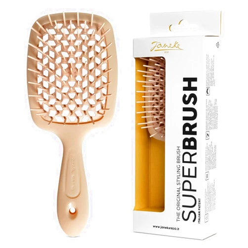 Jäneke Janeke Superbrush Detangling Brush for Soft Smoothing Hair Brushing with Anti-Static Bristles - Vented Wet Hair Brush for Blow Drying Use - Perfect for Curly, Thick, Wavy, Fine Hair Types (Soft Pink)