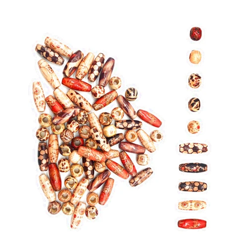 Gunwon 100pcs Natural Printed Wooden Beads,Wooden Beads Macrame Large Hole Beads,Loose Spacer Wood Beads Round Wood Beads for Jewelry Making Bracelet Necklace Hair DIY Embellishment(2 Sizes)