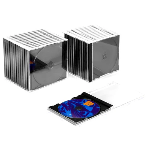 T WaveTree Upgraded Standard Single Clear CD Jewel Case,CD Storage Case with Assembled Black Tray, Thickened material, 25 Pack