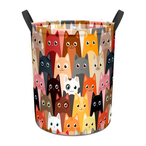 Mchuang Cartoon Funny Cat Laundry Hamper,kids laundry Basket,Waterproof Storage Bin for Bedroom,Clothes Organizer Basket,Toys Box,Room Decor
