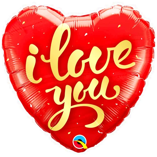 Qualatex I Love You Gold Script Mylar Party Foil Balloon, 18