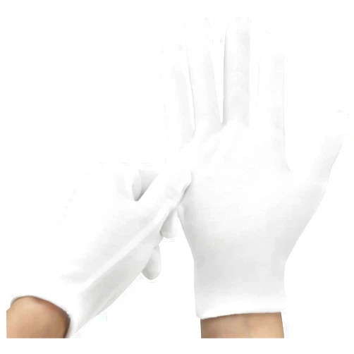 Rirsoasy 5 Pairs Cotton Gloves Large Size Work Gloves Coin Gloves Jewelry Inspection Gloves for Women Men… (White)