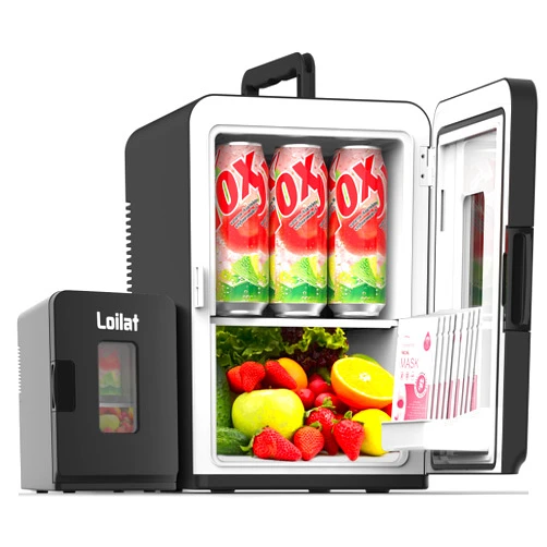 Loilat 15 Liter Mini Fridge for Bedroom, Portable 110V AC/12V DC Power Small Mini Refrigerator for Office, Home, Car, Thermoelectric Electric Cooler and Warmer Tiny Fridge for Skincare, Food, Drinks