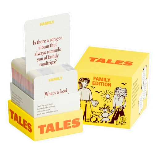 TALES Family Edition 150 Conversation Cards for Family Game Night, Adults, Teens, and Kids, Family Dinners, and Gatherings, Prompts for Meaningful Connections
