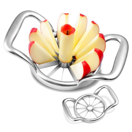 LIIGEMI 5.5 Inch Extra Large Apple Slicer,12-Slice Thin Apple Slicer and Corer,Cutter, Divider, Wedger for Fruits and Vegetables，Gifts for Mom，Sharp and Sturdy，Easy to Use（Silver）
