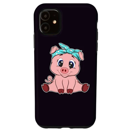 ANIN Cutie Animals iPhone 11 Cute Pig Bandana - Funny Little Piggy Lovers Gift Ideas Case