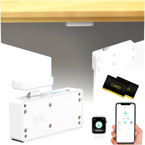 Dhiedas Smart Cabinet Lock, Hidden RFID Drawer Lock, Electronic Keyless Bluetooth Child Safety Baby Proofing Drawer Lock for Adults Liquor Furniture Cupboard Pantry File White