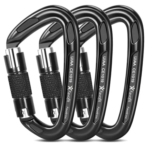 Favofit Locking Climbing Carabiner Heavy Duty UIAA Certified 25kn (5620 lbs) Safety Large Rock Clips